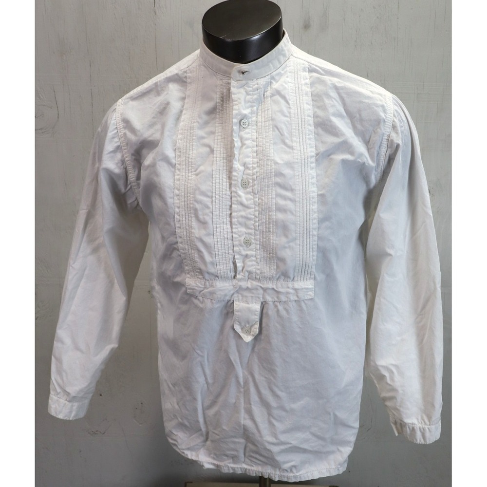 Vintage Wah Maker Shirt Mens M Cotton Formal White Granddad Frontier Western